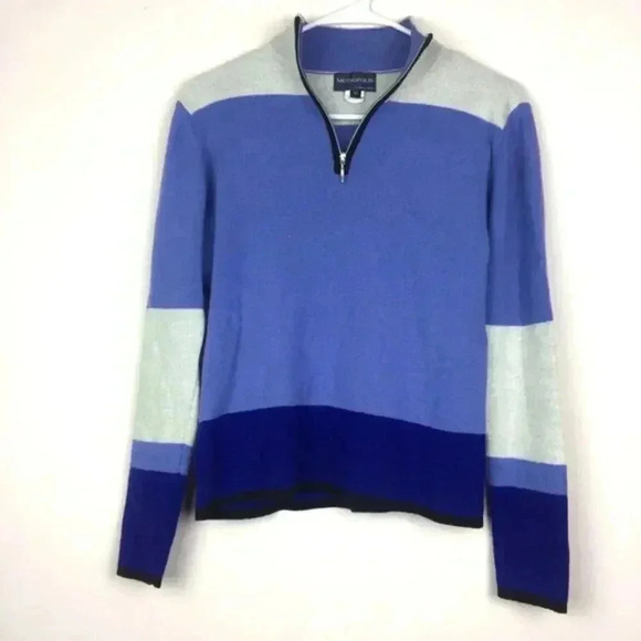 Retro Blue Colorblocked Quarter-Zip - Picture 1 of 8